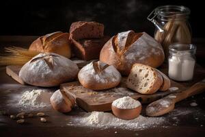 pane con lour Prodotto fotografia disposizione. ai generato foto