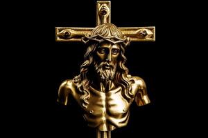 d'oro attraversare di Gesù Cristo crocifisso. religione e cristianesimo concetto. ai generato foto