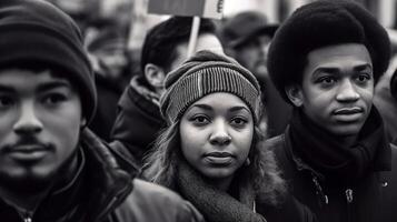 nero vite importa proteste, pari diritti dimostrazione, illustrazione, grafico, ai generato foto