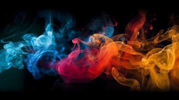 colorato Fumo effetto astratto su nero sfondo ,generativo ai foto