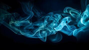 blu Fumo effetto astratto su nero sfondo ,generativo ai foto