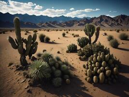 deserto e cactus ai generato foto