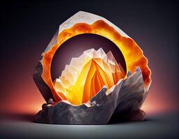 astratto 3d podio per Prodotto presentazione con geometrico forme, vuoto il giro podio, piattaforme per Prodotto presentazione con ombre e leggero background.generative ai foto