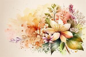 acquerello colorato fiori sfondo, generativo ai. foto