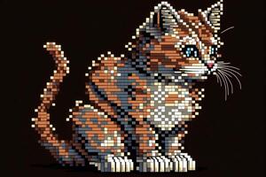 carino gattino domestico animale domestico gatto pixel stile arte, generativo ai foto