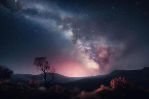 foto realistico galassia nel il cielo notturno sfondo creato con generativo ai tecnologia.