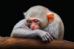 un' vicino su ritratto di ipnotizzante scimmia fotografia creato con generativo ai tecnologia foto