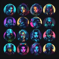 futuristico cyberpunk personaggio avatar ai generato foto