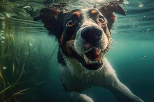 carino cane nuoto sott'acqua. generativo ai . ai generato foto