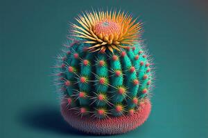 surreale spinoso cactus su pastello pendenza sfondo. floreale creativo concetto. generativo ai illustrazione foto