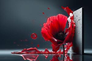 rosso papavero come un' simbolo di memoria per il caduto nel il guerra. ve-giorno, mondo guerra ricordo giorno. generativo ai illustrazione foto