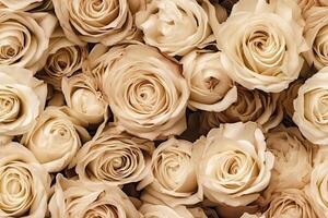 floreale beige Rose senza soluzione di continuità modello. modello per tessuti, tessili, carta, sfondo, interno decorazione. generativo ai illustrazione foto