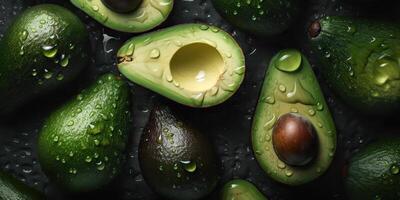 ai generato. ai generativo. fotorealistico illustrazione di eco biologico salutare fricchettone verde cibo avocado modello sfondo. grafico arte foto