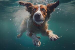 carino cane nuoto sott'acqua. generativo ai . ai generato foto