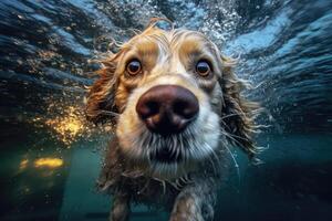 carino cane nuoto sott'acqua. generativo ai . ai generato foto