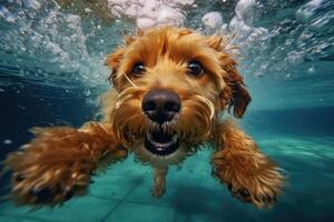 carino cane nuoto sott'acqua. generativo ai . ai generato foto