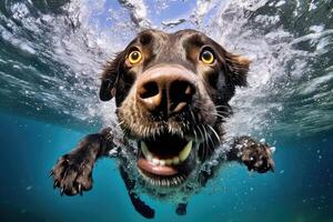 carino cane nuoto sott'acqua. generativo ai . ai generato foto