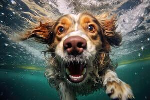 carino cane nuoto sott'acqua. generativo ai . ai generato foto