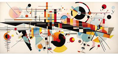 ai generato. ai generativo. astratto Vintage ▾ retrò estetica pavimento Piano sfondo modello ispirato di vaffanculo kandinsky. può essere Usato piace manifesto per casa decorazione. grafico arte foto