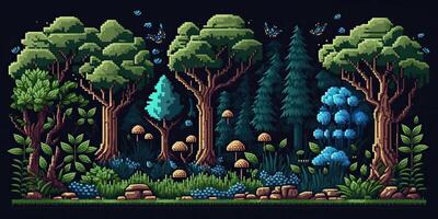 ai generato. ai generativo. 8 po astratto foresta scena. può essere Usato per retrò Giochi o grafico design. grafico arte foto