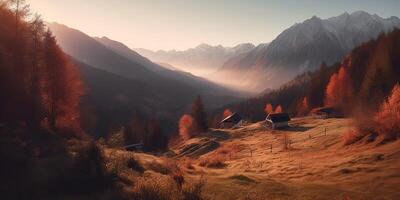 ai generato. ai generativo. foto realistico illustrazione di alpen paesaggio sfondo montagne escursione rocce. avventura escursioni a piedi viaggio Esplorare vibrazione. grafico arte