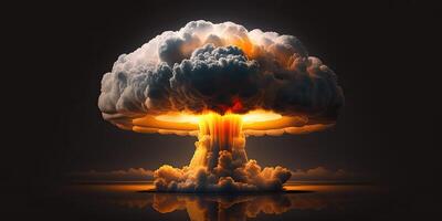 ai generativo. ai generato. illustrazione di enorme atomico fungo esplosione. pauroso catastrofe vibrazione. grafico arte foto