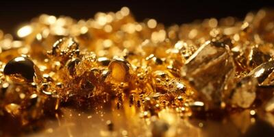 oro sfondo nel macro sparare. ai generativo foto