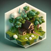 3d illustrazione di concetto ecologia, ai generativo foto