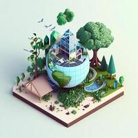 3d illustrazione di concetto ecologia, ai generativo foto