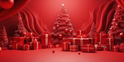 Natale albero, i regali, palle, decorazione illustrazione ai generativo foto