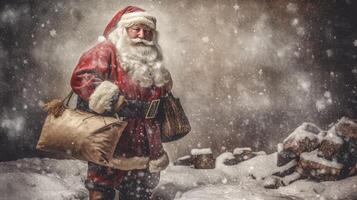 Vintage ▾ Natale carta con Santa claus. illustrazione ai generativo foto