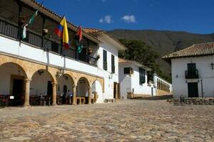 principale piazza di villa de leva città collocato su il boyaca Dipartimento nel Colombia foto