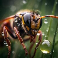 un' vespa è potabile acqua a partire dal un' acqua gocciolina generativo ai generato foto