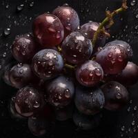 uva con acqua gocce generativo ai generato foto