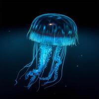 un' blu Medusa è galleggiante nel il acqua generativo ai generato foto