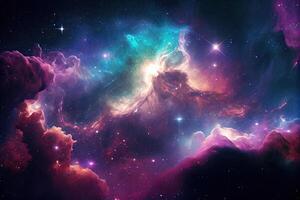 spazio sfondo con nebulosa e immaginario pianeti. generativo ai foto