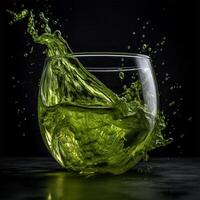 un' verde bicchiere con acqua generativo ai generato foto