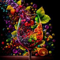 astratto e colorato sfondo di uva e vino. generativo ai foto
