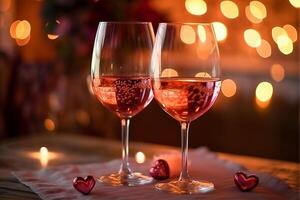 sfondo per san valentino39s giorno con bicchieri di vino, ai generativo foto