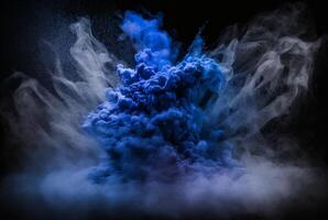 blu Fumo sfondo su buio sfondo, generativo ai foto