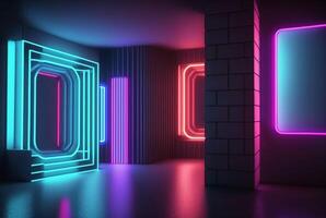 realistico sfondo con neon luce. generativo ai foto