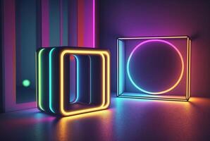 realistico sfondo con neon luce. generativo ai foto