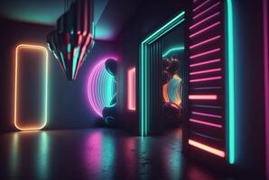 realistico sfondo con neon luce. generativo ai foto