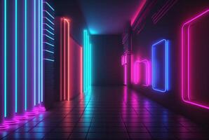 realistico sfondo con neon luce. generativo ai foto