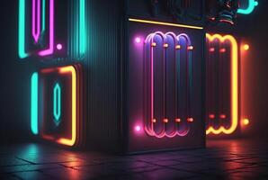 realistico sfondo con neon luce. generativo ai foto