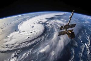 satellitare al di sopra di uragano, creato con generativo ai foto