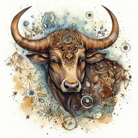 Toro zodiaco cartello acquerello dipingere, creato con generativo ai foto