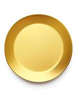 piatto posare Visualizza a d'oro piatto su bianca sfondo, creato con generativo ai foto