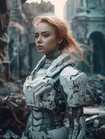 surreale ritratto di un' ragazza nel cyborg stile..creato con generativo ai foto