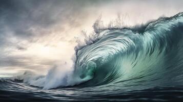 fare surf oceano onda con ai generato. foto